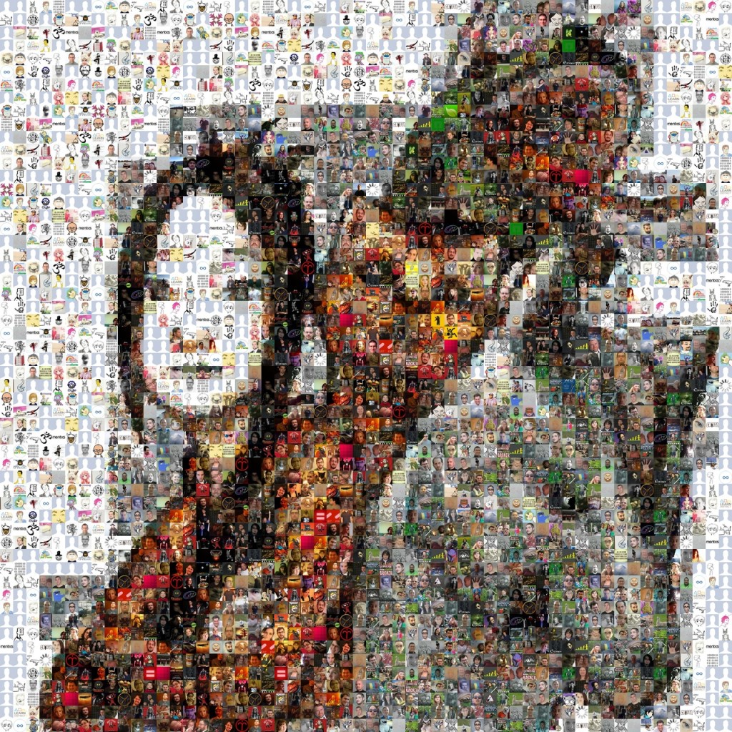 A Mosaic of Aurora and her familiars made from the Kickstarter avatars of backers.